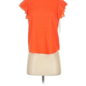 Milk & Honey Women’s XL Orange Ruffle Sleeve Blouse – Bright Textured Top